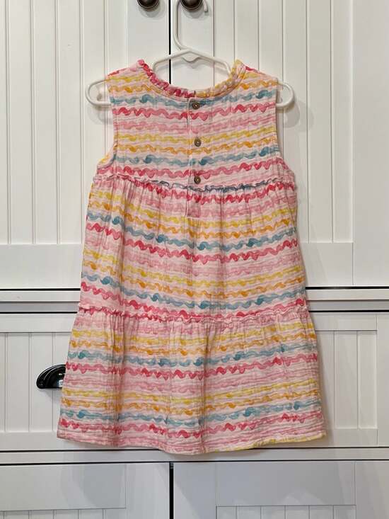 Mud Pie Girls Rainbow Cotton Gauze Tiered Dress - Picture 2 of 5